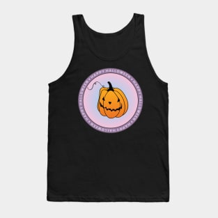 Happy Halloween Pumpkin Circle Design Tank Top